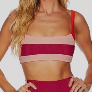 NWT Beach Riot Pink Marlene Colorblock Ribbed Sports Bra
